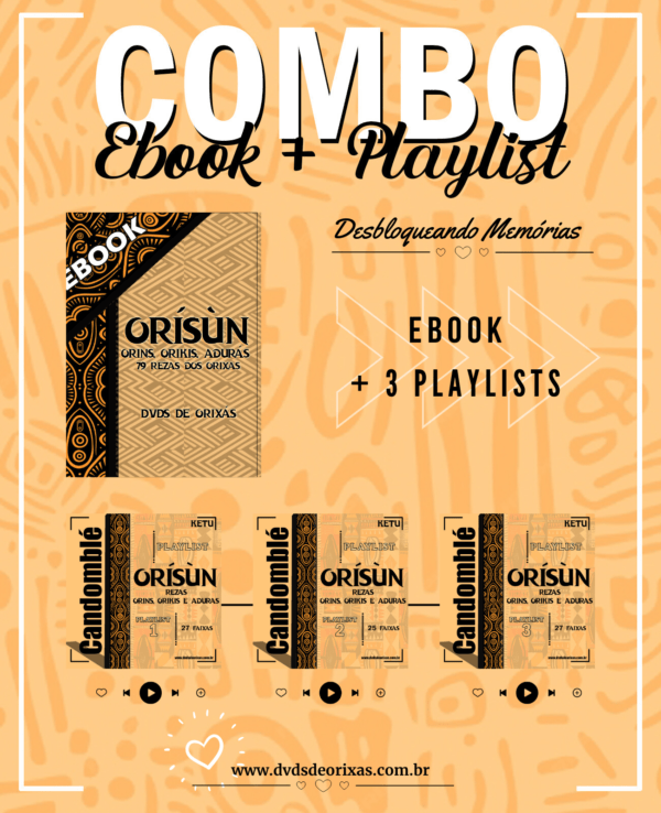 COMBO ORÍSÙN ORINS, ORIKIS E ADURÁS - EBOOK + 3 PLAYLISTS